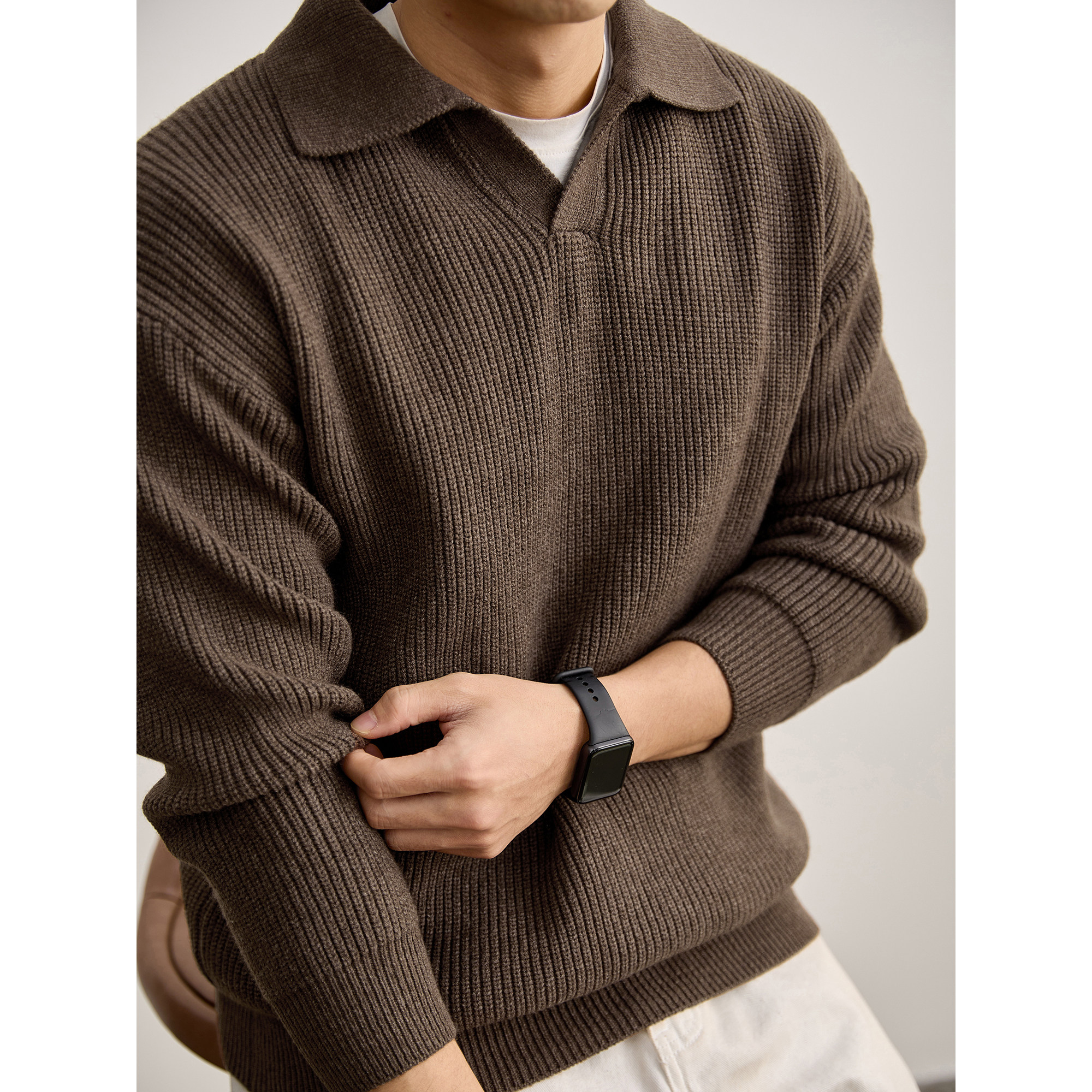 LUUD 复古松弛风套头毛衣男士秋冬坑条肌理针织纱线POLO翻领上衣,男装,针织衫/毛衣,淘宝优惠券,粉丝福利购,淘宝优惠卷