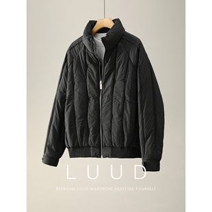 LUUD 设计感贴条拼接层次感男士外套冬季保暖90鸭绒慵懒风羽绒服