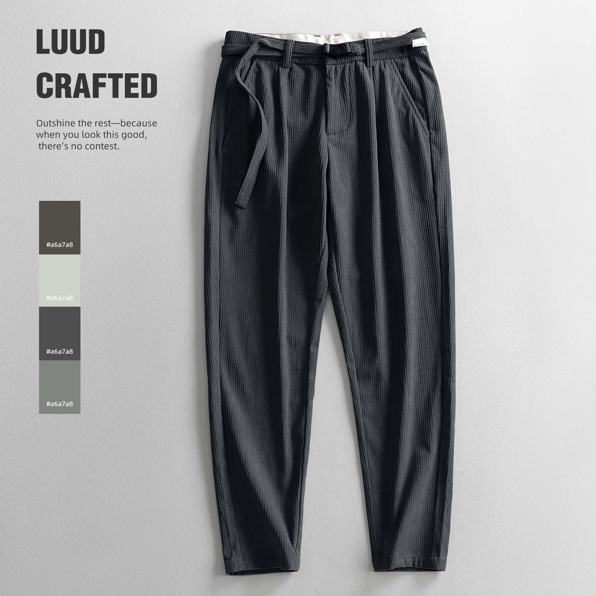 LUUD 男士灯芯绒裤子秋冬坑条纹理保暖长裤直筒休闲小脚锥形裤