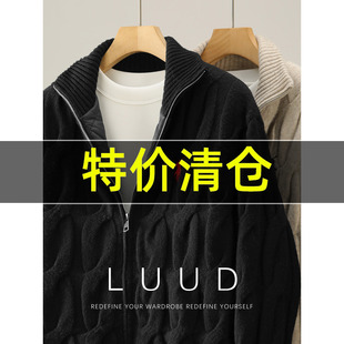 冬季 针织开衫 立体麻花加厚感毛衣外套 羊毛混纺内里夹棉男士 特价