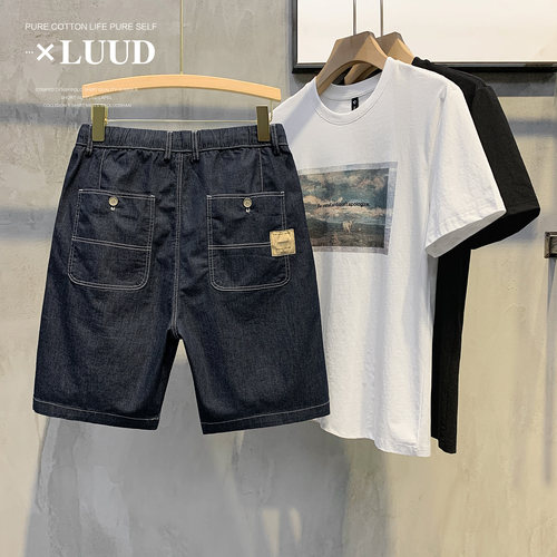 luud口袋装饰夏季超火牛仔短裤