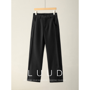 莱赛尔天丝羊毛混纺直筒毛呢裤 LUUD 男冬分割线条设计松紧腰西裤