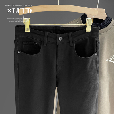 LUUD简质纯色修身直筒牛仔裤