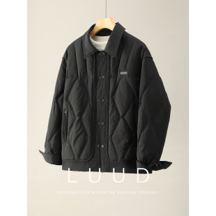 菱形压纹充绒面包服外套 羽绒服冬季 LUUD 轻盈保暖防风白鸭绒男士