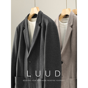 LUUD 外套男冬绵羊毛混纺磨毛肌理西服 雅奢新贵立体裁剪毛呢西装