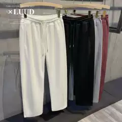 Luud Korean Style Drapey Side-Cut Scimitar Casual Pants White Fashionable Versatile Long Pants Trendy Drawstring Men's Sweatpants