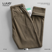 休闲长裤 LUUD 秋冬保暖小脚锥形裤 腰带款 日系复古灯芯绒裤 子男士