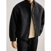 保暖绒感圆形按扣夹克秋冬款 LUUD 轻奢老钱风凤圈呢立领外套男士