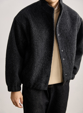 LUUD 轻奢老钱风凤圈呢立领外套男士保暖绒感圆形按扣夹克秋冬款