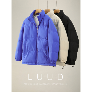潮流立领面包服外套 时尚 LUUD 流行色克莱因蓝轻盈保暖棉服男冬季