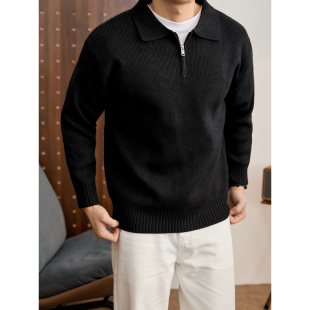 时尚 男秋冬季 休闲毛衣 高克重810g亲肤保暖半拉链翻领针织衫 LUUD