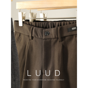 时尚 保暖贴标垂坠加厚小直筒西裤 韩系男士 冬季 毛呢休闲长裤 LUUD