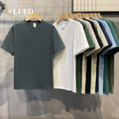 洗水百搭休闲圆领短袖 男复古韩版 修身 LUUD 上衣洛塞纯棉打底T恤衫