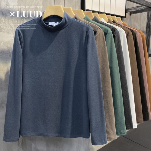 LUUD 阳离子亲肤双面德绒半高领打底衫冬季保暖磨毛中立领男T恤衫 - 封面