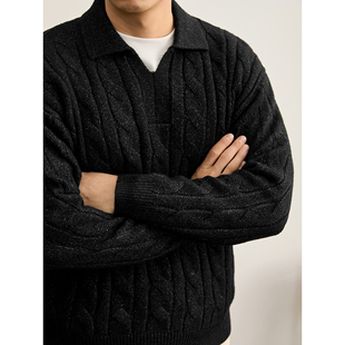 加厚针织POLO衫 海鸥领毛衣秋冬季 软糯亲肤立体麻花肌理男士 LUUD