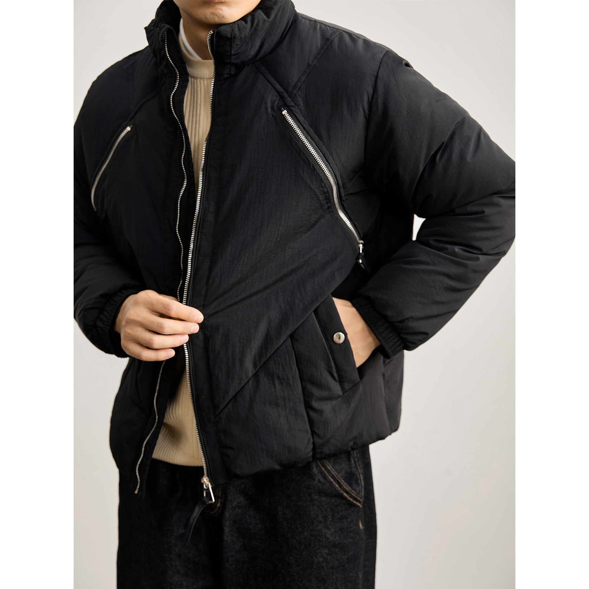 LUUD 结构拉链大口袋设计立领男士棉衣外套男士冬季保暖防风棉袄,男装,棉衣,淘宝优惠券,粉丝福利购,淘宝优惠卷