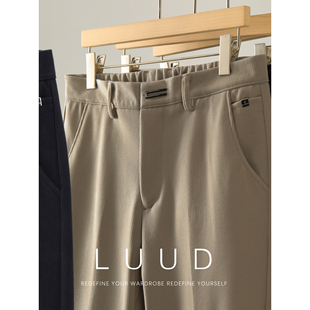 内里磨毛直筒长裤 男士 秋冬复古小金属扣设计加厚保暖毛呢裤 LUUD