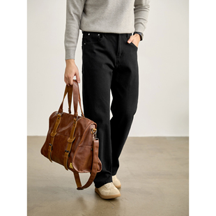 男复古基础简约百搭长裤 饰水洗棉立体裁剪直筒牛仔裤 铆钉装 LUUD