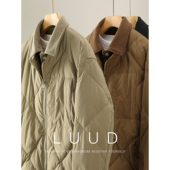 LUUD 菱形压纹保暖轻盈羽绒夹克男秋冬假两件拼接白鸭绒美式 外套