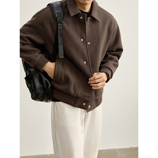 LUUD 都市通勤厚实磨毛保暖外套含羊毛灯芯绒拼接翻领毛呢夹克男