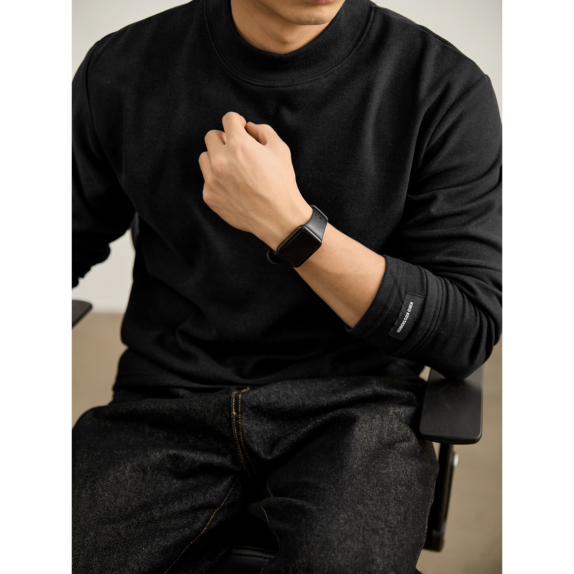 LUUD 韩版气质半高领内搭T恤衫自带蓄热双面德绒保暖打底长袖男士