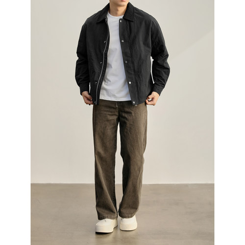 LUUD 拼接撞色翻领巴恩风夹克男士boxy短宽户外防风抽绳下摆外套