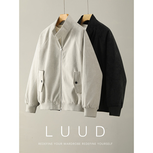 保暖外套冬 加厚加绒连肩袖 LUUD 立领双粒扣磨毛绒感飞行夹克男士