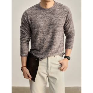 上衣 T恤男渐变休闲内搭打底衫 LUUD 慵懒磨毛绒感弹性花纱280g长袖