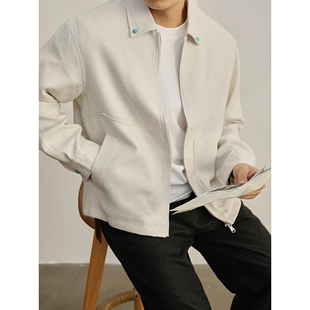 LUUD 结构线口袋绿宝石钉扣小香风夹克 轻奢气质编织肌理外套男士