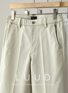 LUUD 金属XXX装饰直筒休闲裤男亲肤天丝莱赛尔棉混纺半松紧腰长裤