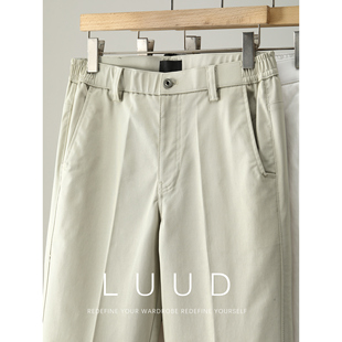 LUUD 饰直筒休闲裤 男亲肤天丝莱赛尔棉混纺半松紧腰长裤 金属XXX装