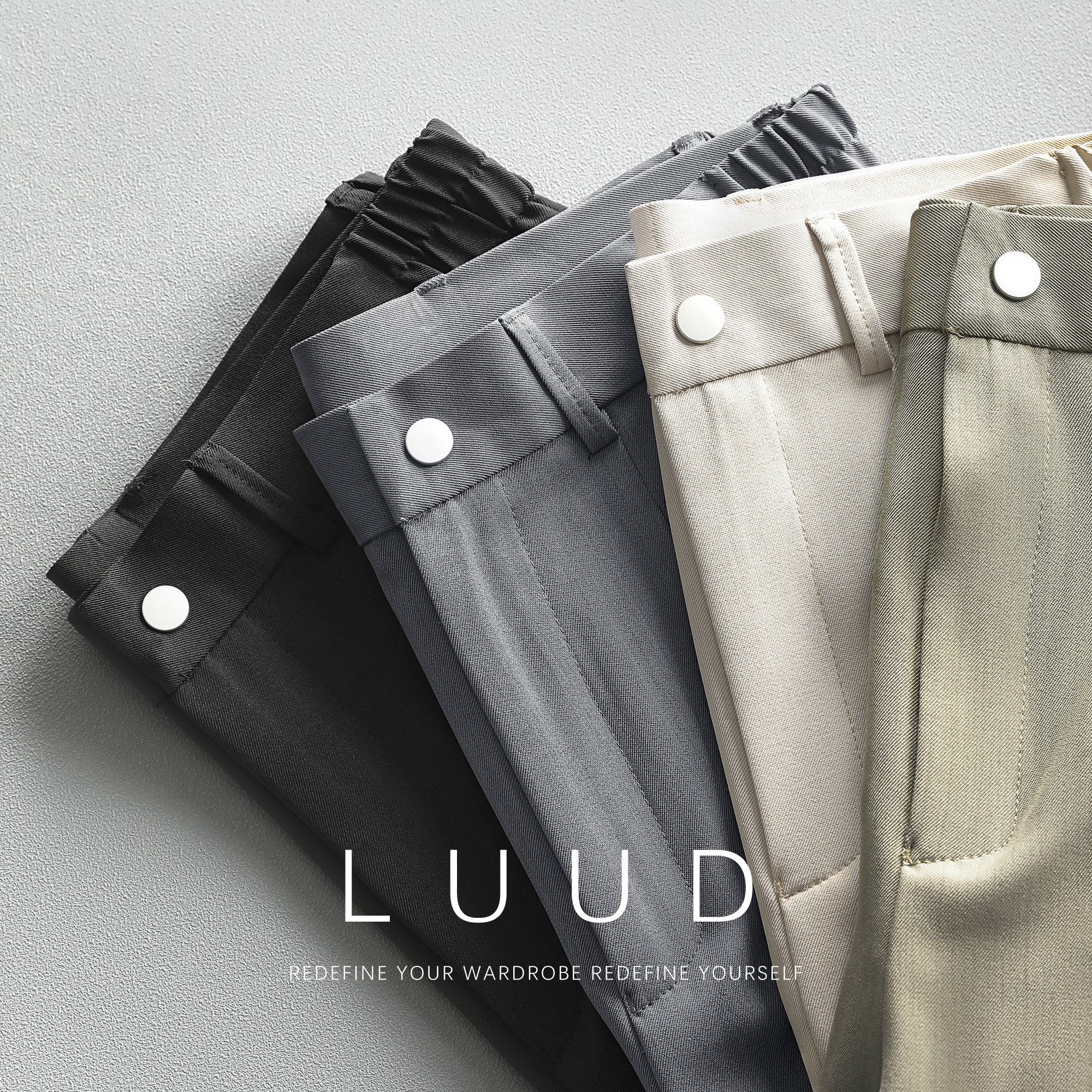 LUUD 精致韩风修身西装裤男夏季免烫简约休闲裤百搭垂坠感锥形裤