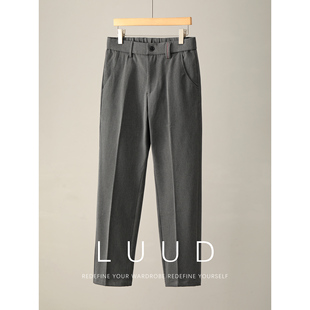 休闲裤 LUUD 细斜纹色织腰头三色线修身 男士 轻熟奢华抗皱免烫西裤