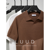 冰感丝海鸥领T恤 网孔镂空设计针织翻领Polo衫 LUUD 复古老钱风男士