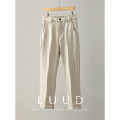 男冬季 内里磨毛保暖毛呢休闲长裤 美式 LUUD 老钱立体裁剪直筒西裤