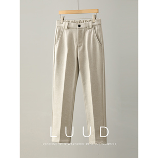 老钱立体裁剪直筒西裤 LUUD 美式 内里磨毛保暖毛呢休闲长裤 男冬季