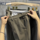 英伦百搭秋冬磨毛西裤 LUUD 修身 松紧腰长裤 亲肤毛呢料休闲裤 男士