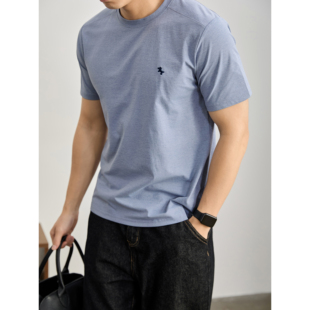 薄款 LUUD T恤夏季 健身运动短袖 透气小马微弹圆领上衣 仿麻肌理男士