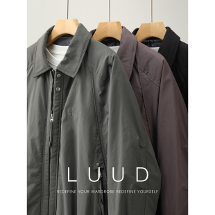 字母刺绣插肩袖 LUUD 冬季 白鸭绒保暖羽绒服男士 防风外套 潮牌工装