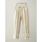 LUUD 立体裁剪纯色半松紧腰长裤 绅雅轻熟风保暖直筒毛呢裤 男冬季