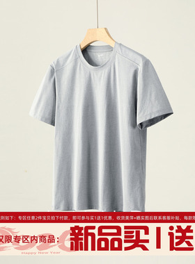 LUUD 清冷outfits风圆领凉感T恤衫透气轻奢迪桑麻棉上衣短袖体恤