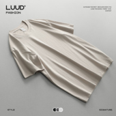 美式 复古精梳棉短袖 T恤男纯色百搭打底衫 LUUD 圆领休闲基础款 体恤