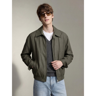 LUUD 外套 老钱风亚麻混纺莱赛尔翻领夹克男235G轻盈透气纯色长袖