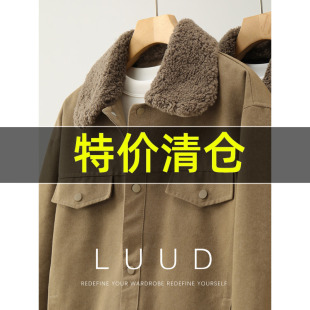 特价 牛仔羽绒服 85白鸭绒羊羔绒毛领水洗棉夹克外套男冬复古工装