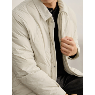 90鸭绒羽绒服菱形压纹领口拼接面包服外套 轻盈保暖男士 LUUD 冬季