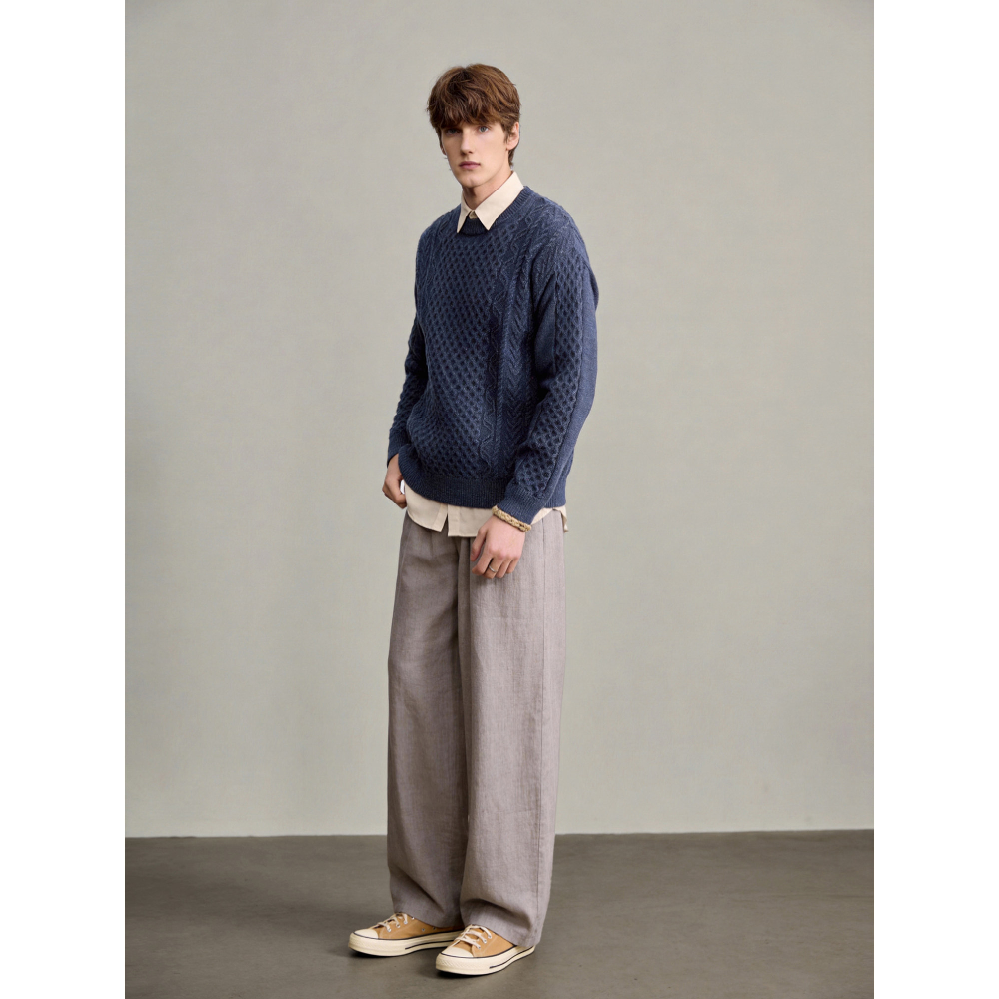 LUUD 彩点提花北极绒绞花肌理针织衫男士重磅750g松弛感圆领毛衣,男装,针织衫/毛衣,淘宝优惠券,粉丝福利购,淘宝优惠卷