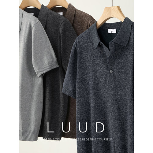 LUUD 潮奢定制花纱混色针织POLO衫男士夏季休闲风提花翻领短袖T恤
