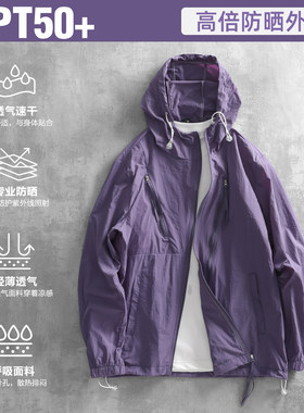 LUUD 多色系】轻薄纯色休闲防晒衫男士简约青春潮流连帽户外外套
