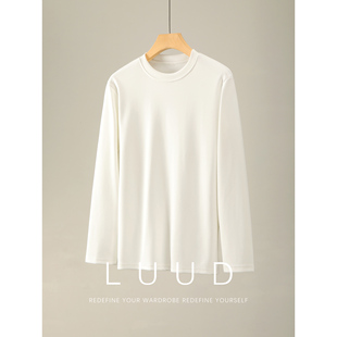 休闲打底衫 T恤男秋纯色修身 上衣 软糯高品亲肤天丝莱赛尔长袖 LUUD