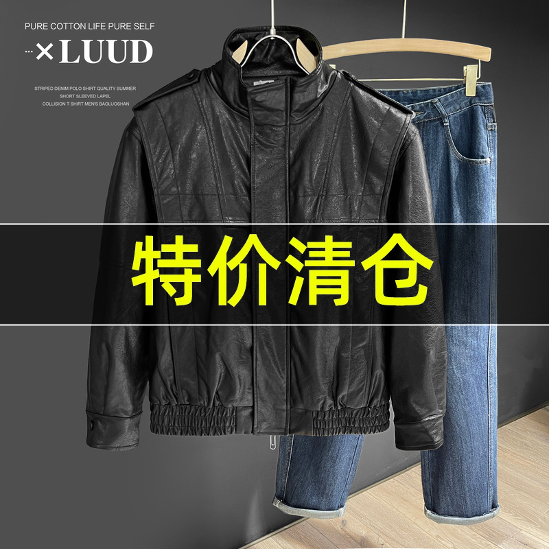 特价 经典黑立领夹克高级感PU皮加厚夹棉保暖外套帅气机车上衣男